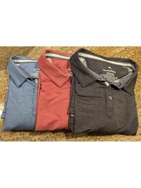 Tommy Bahama Lot Of 3 Long Sleeve Polo Shirts 3XLB Blue Red Gray